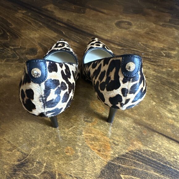 Michael Kors Leopard Print Calf Hair Pointed Toe Stiletto 3” Heels Size 8M - Picture 4 of 12